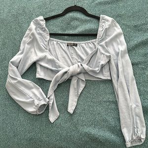 Nasty Gal - Heads You Linen Tie Crop Top